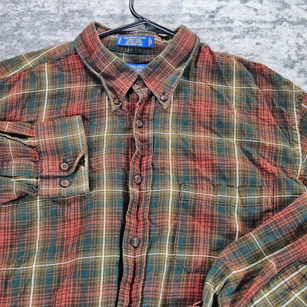 Pendleton Shirt Men XL Multicolor Plaid Pima Cotton Merino Wool Button Down